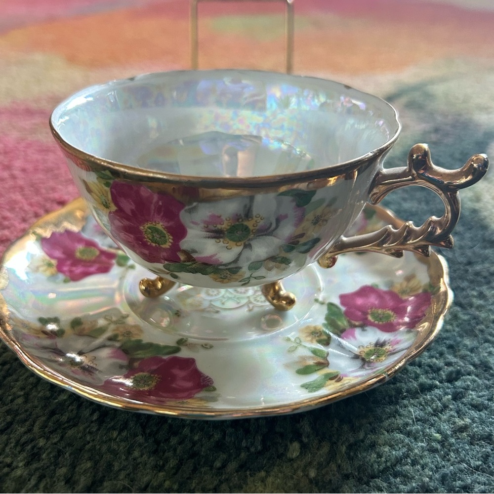 Three Toed Footed Teacup and Saucer